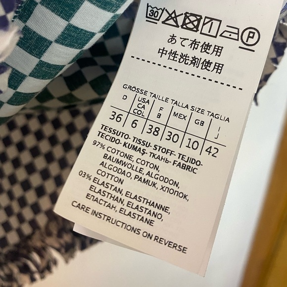 Tuckernuck Marella Damie Fringe Trim Button Back Checkerboard Top - Picture 8 of 8